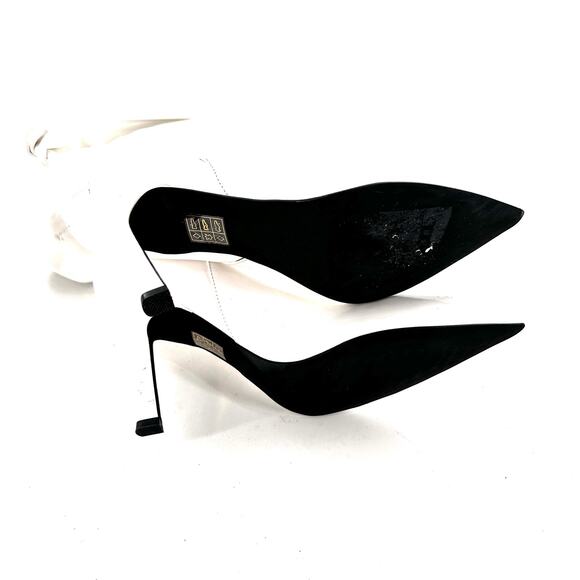 Jeffrey Campbell Guillo Boot 9.5 White Patent Leather Slouchy Mid Calf Heel - Picture 10 of 10